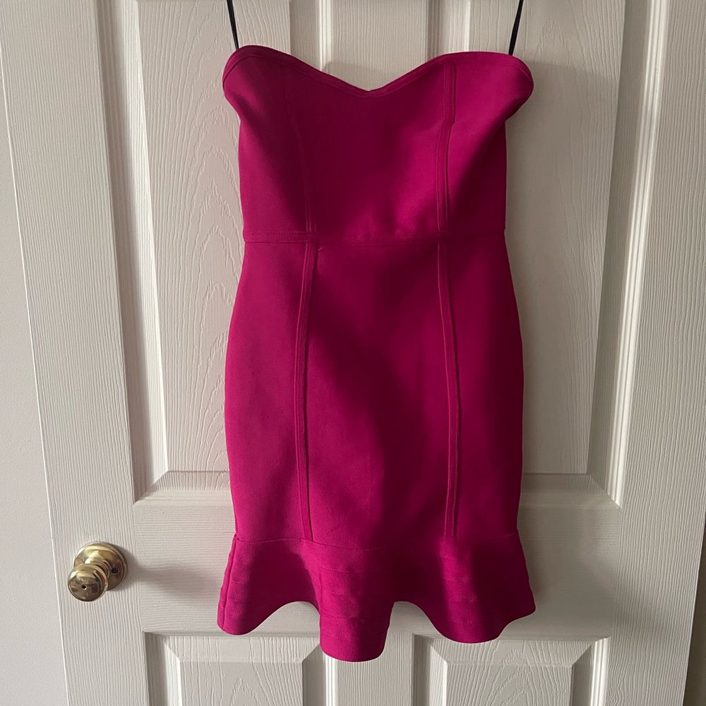 Forever 21 Contemporary Strapless Ruffle Hem Bandage Mini Dress